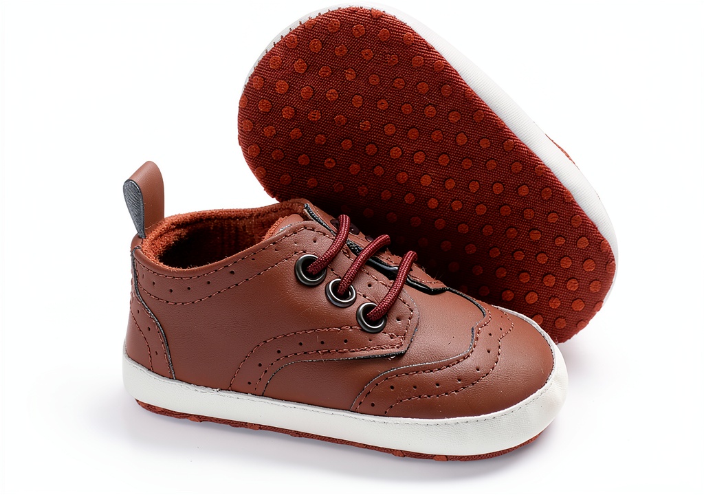 Baby girl wearing breathable PU leather shoes
