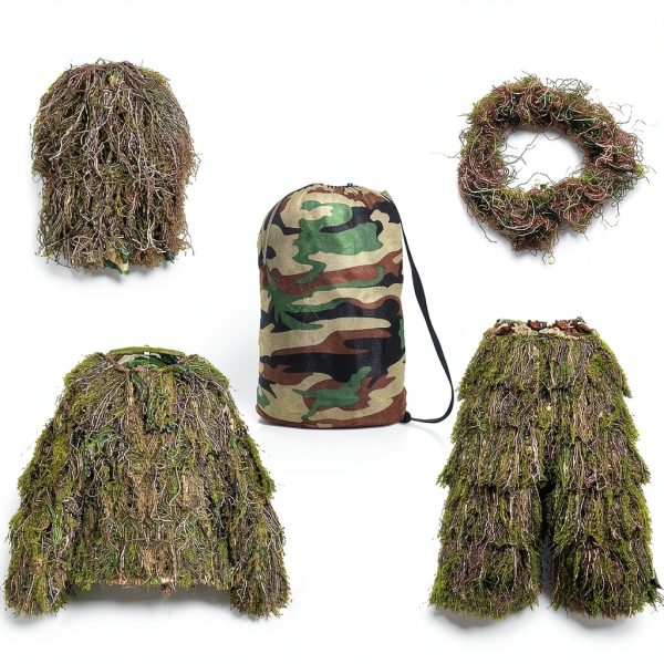 Mophoto Ghillie Hunting Camouflage Suit Dense Forest Youth to XL-6
