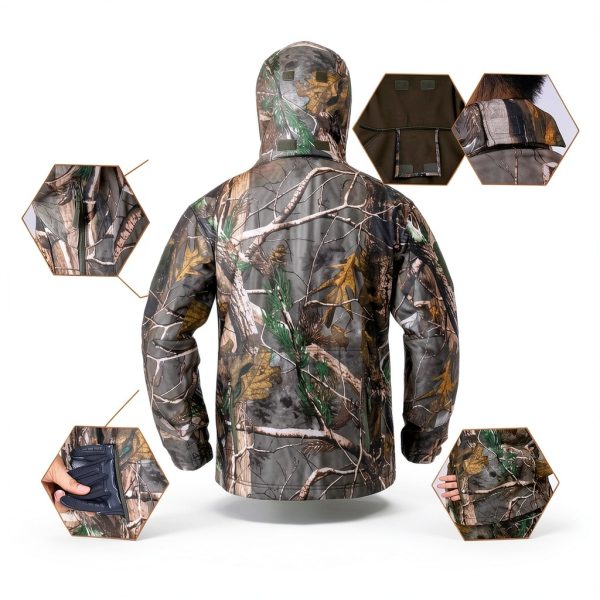 YEVHEV Camouflage Unisex Jacket Waterproof Soft Outdoor Hoodie-2